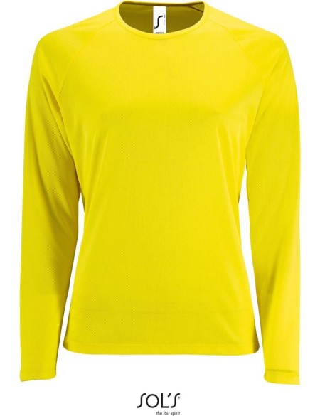 Dámské sportovní tričko SPORTY s dlouhým rukávem - Neon yellow XS