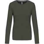 Dámské tričko - Kariban K383 s dlouhým rukávem - Dark khaki 3XL