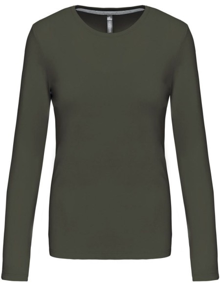 Dámské tričko - Kariban K383 s dlouhým rukávem - Dark khaki 3XL