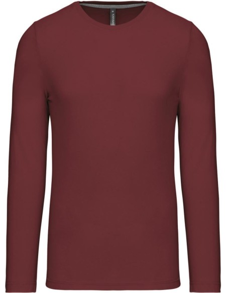 Pánské tričko - Kariban K359 s dlouhým rukávem - Burgundy 3XL