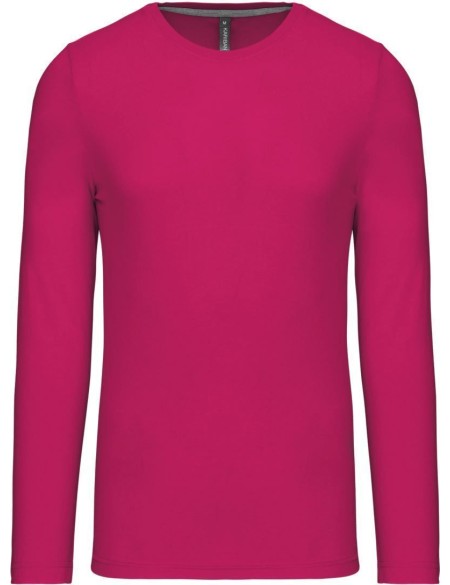 Pánské tričko - Kariban K359 s dlouhým rukávem - Fuchsia 4XL