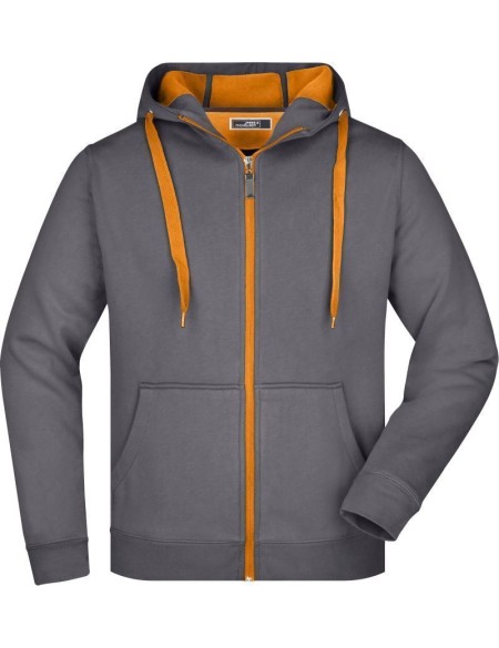 Pánská mikina Doubleface JN355 - Carbon/orange 3XL