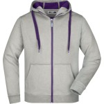 Pánská mikina Doubleface JN355 - Grey heather/purple M