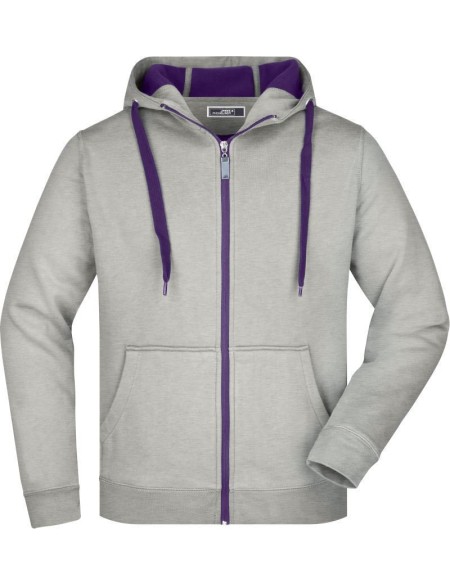 Pánská mikina Doubleface JN355 - Grey heather/purple M