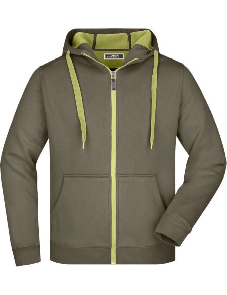 Pánská mikina Doubleface JN355 - Olive/lime green M