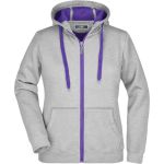 Dámská mikina s kapucí Doubleface - Hrey heather/purple S