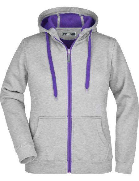 Dámská mikina s kapucí Doubleface - Hrey heather/purple S