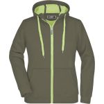 Dámská mikina s kapucí Doubleface - Olive/lime green XL