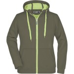 Dámská mikina s kapucí Doubleface - Olive/lime green S