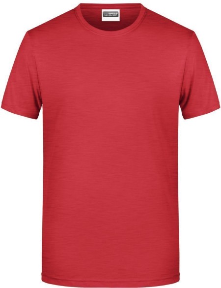 Pánské tričko z bio bavlny James+Nicholson 8008 - Carmine red melange 3XL